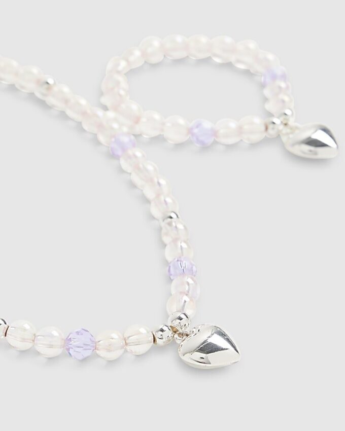 Flickor rosa halsband och armband set
