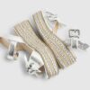 Flickor Silvermetalliska kilklacksandaler med rosett