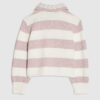 Flicktröja i krämfärg med spetskrage och ränder