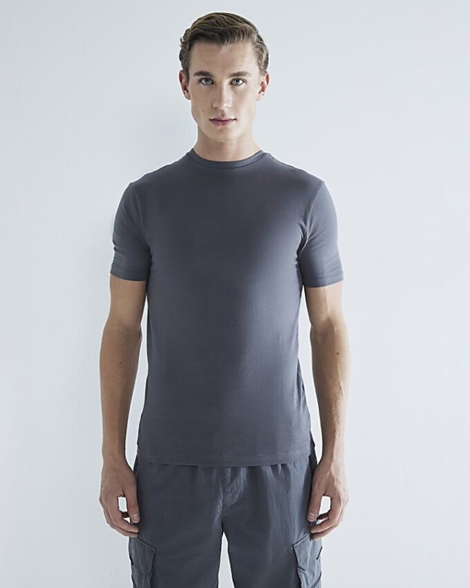 Grå 3-pack Muscle Fit T-shirt