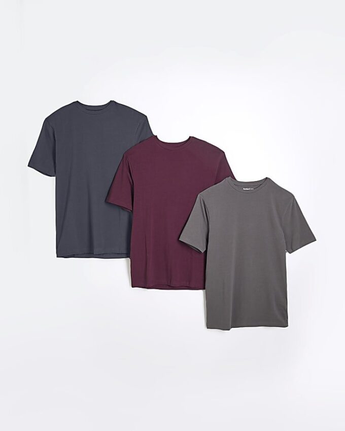 Grå 3-pack Muscle Fit T-shirt