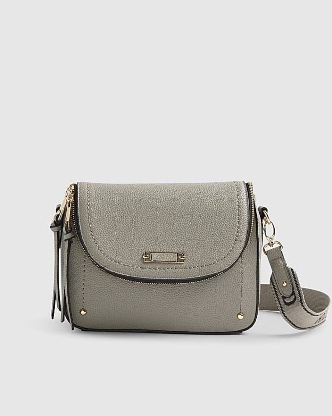 Grå crossbody-väska med dragkedja