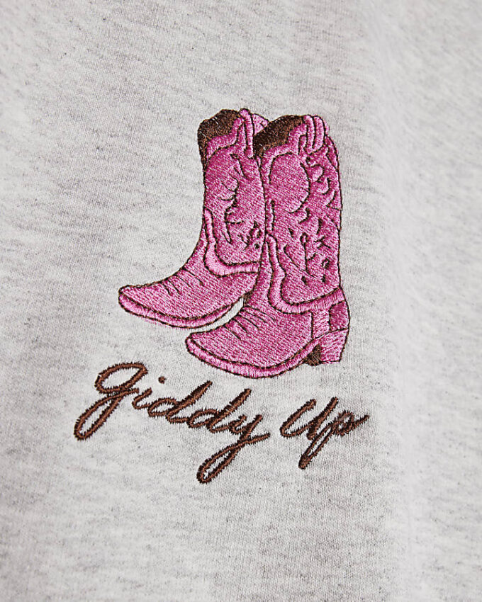 Grå Giddy Up Cowboy Boots-tröja