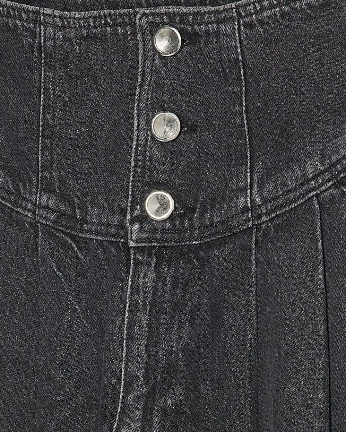 Grå jeans med vida ben och korsettknäppning