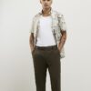 Grå kortärmad slim fit-skjorta med kristallblommönster