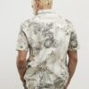Grå kortärmad slim fit-skjorta med kristallblommönster