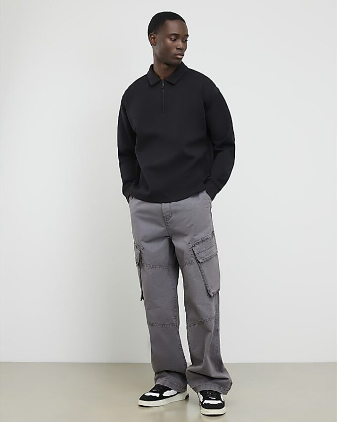 Grå Luminis-polotröja i oversized-modell Grå Luminis-polotröja i oversized-modell