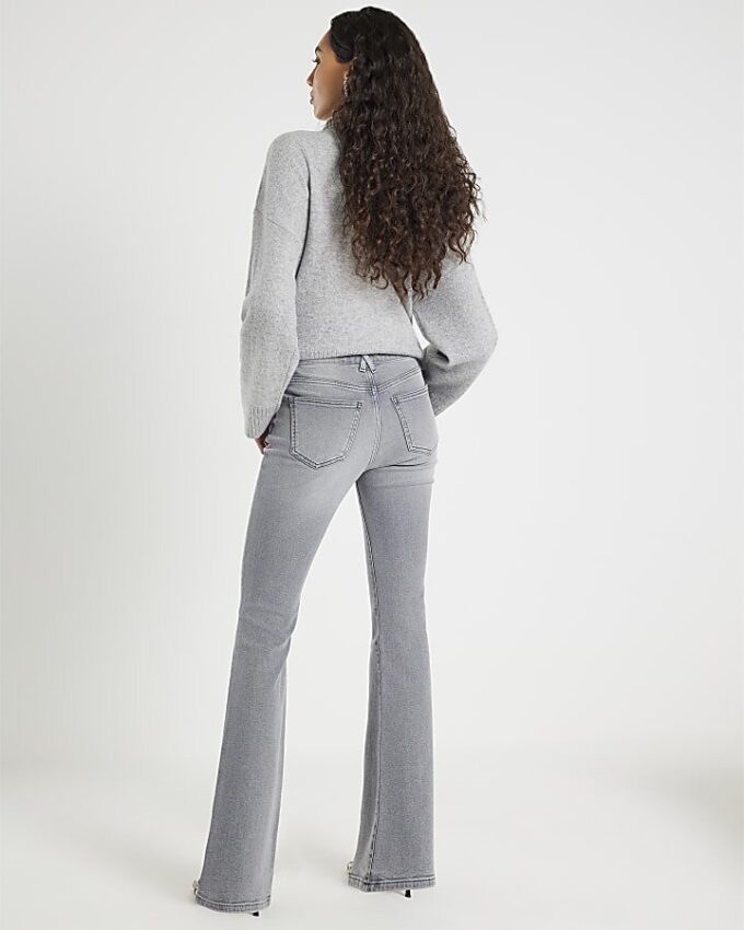Grå midhög flared jeans