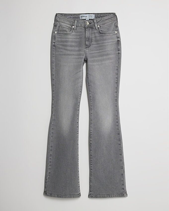 Grå midhög flared jeans