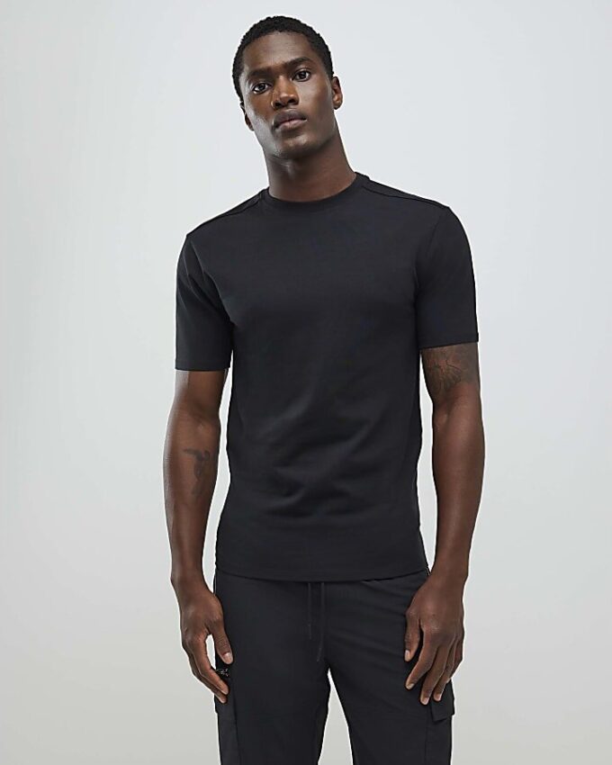Grå muskelpassformad 3-pack T-shirt