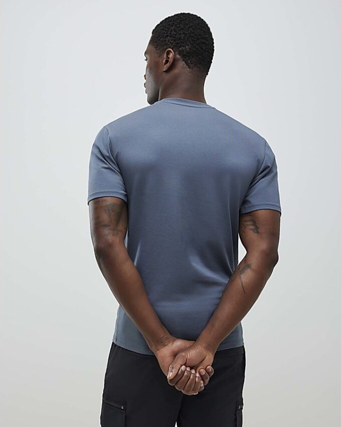 Grå muskelpassformad 3-pack T-shirt