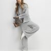 Grå mysig långärmad topp med whipstitch