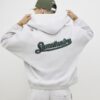 Grå oversized hoodie med dragkedja