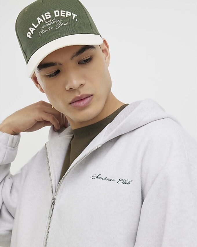 Grå oversized hoodie med dragkedja