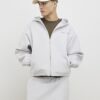 Grå oversized hoodie med dragkedja