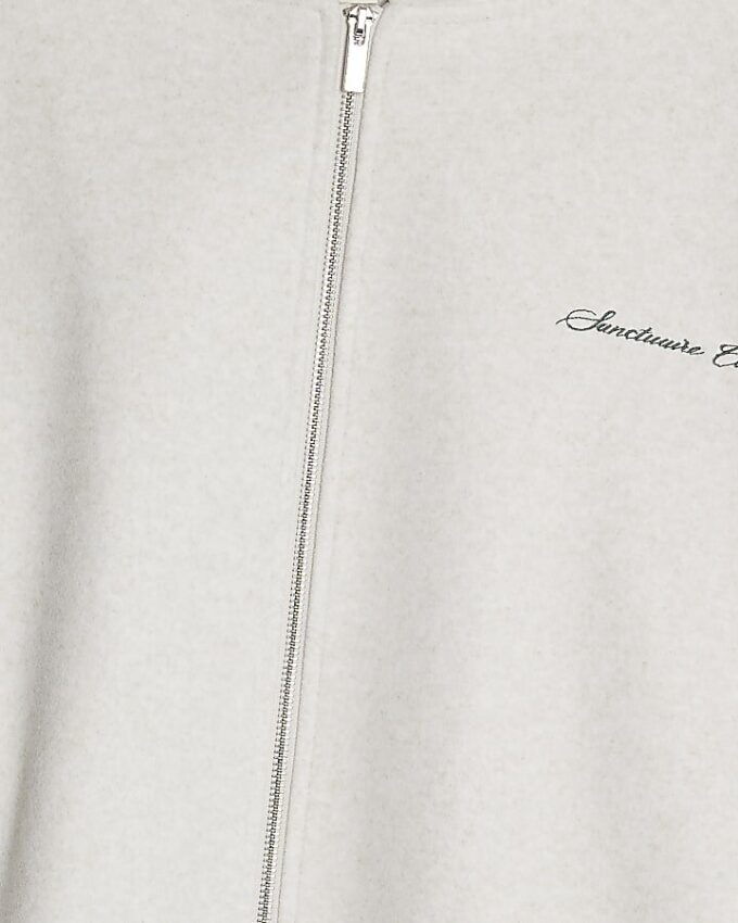 Grå oversized hoodie med dragkedja