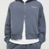 Grå oversized hoodie med dragkedja från Luminis