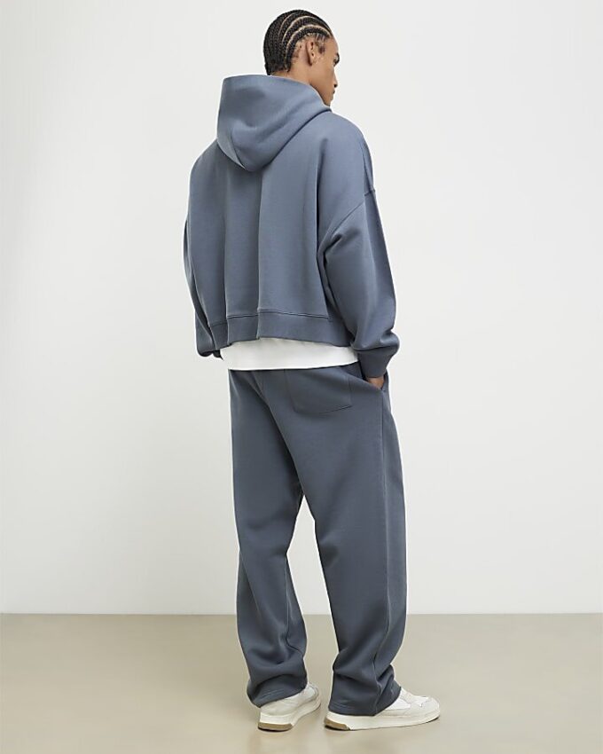 Grå oversized hoodie med dragkedja från Luminis
