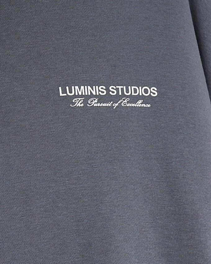 Grå oversized hoodie med dragkedja från Luminis