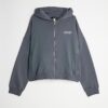 Grå oversized hoodie med dragkedja från Luminis