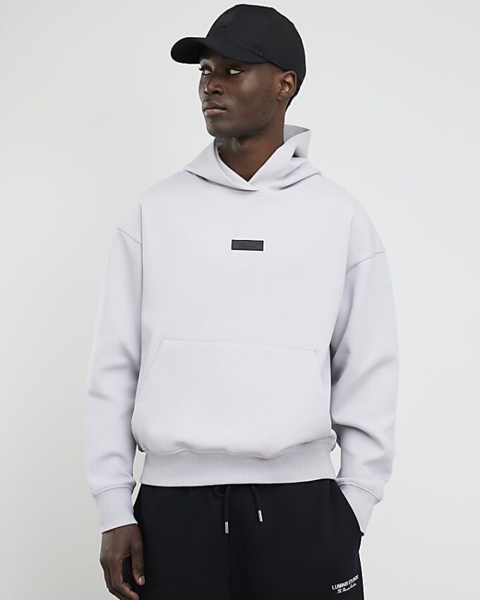 Grå oversized hoodie med Luminis-tryck Grå oversized hoodie med Luminis-tryck