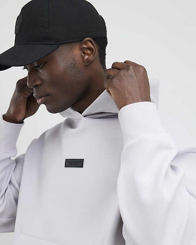 Grå oversized hoodie med Luminis-tryck Grå oversized hoodie med Luminis-tryck