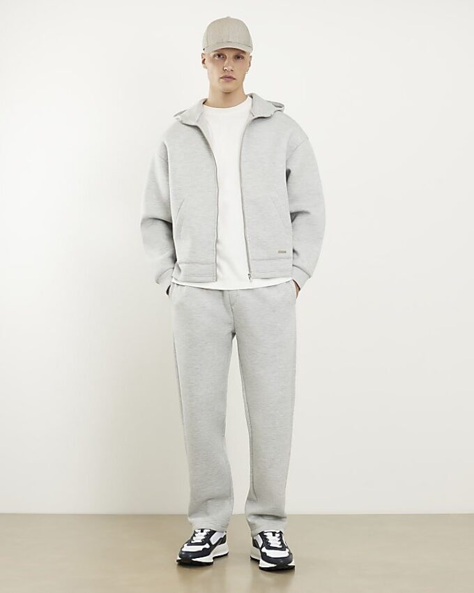 Grå premium oversized hoodie med dragkedja Grå premium oversized hoodie med dragkedja