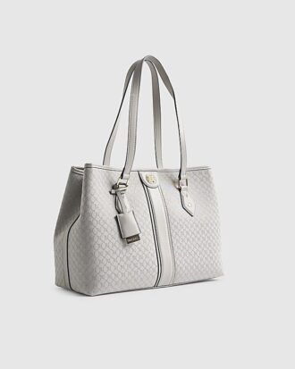 Grå randig shopperväska med monogram