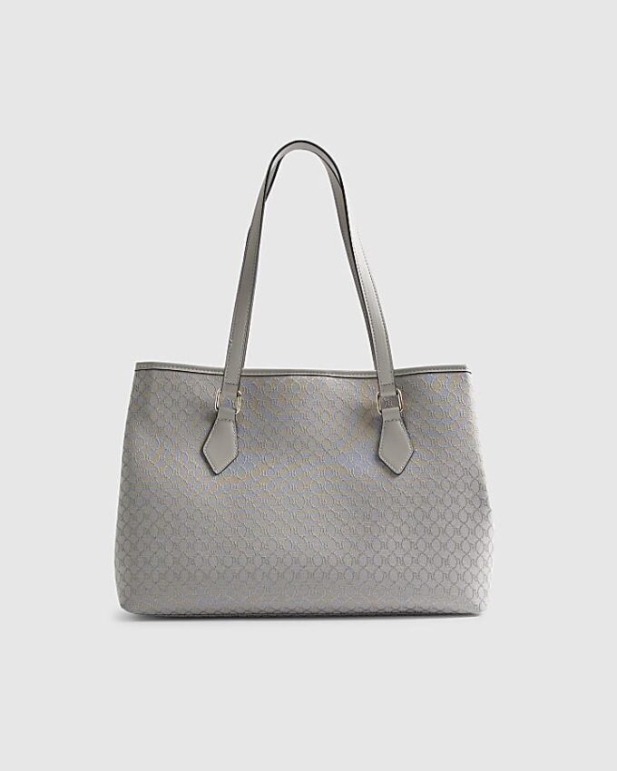 Grå randig shopperväska med monogram