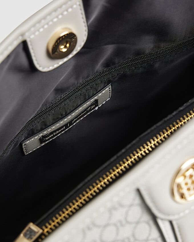 Grå randig shopperväska med monogram
