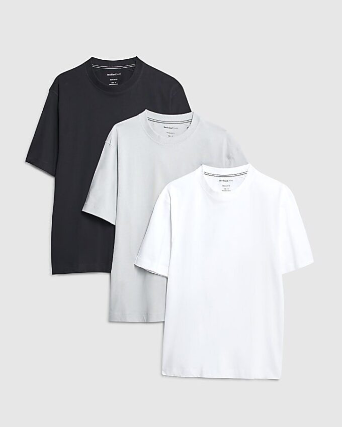 Grå Regular Fit 3-pack T-shirts