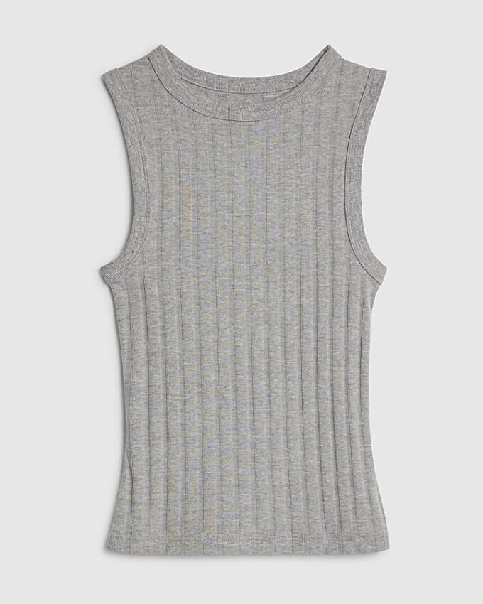 Grå ärmlös tank top med breda ribbor