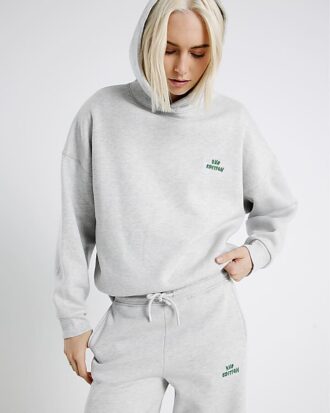 Grå RVR Edition-hoodie med tryck på ryggen