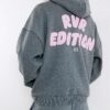 Grå RVR Edition-hoodie med tryck på ryggen