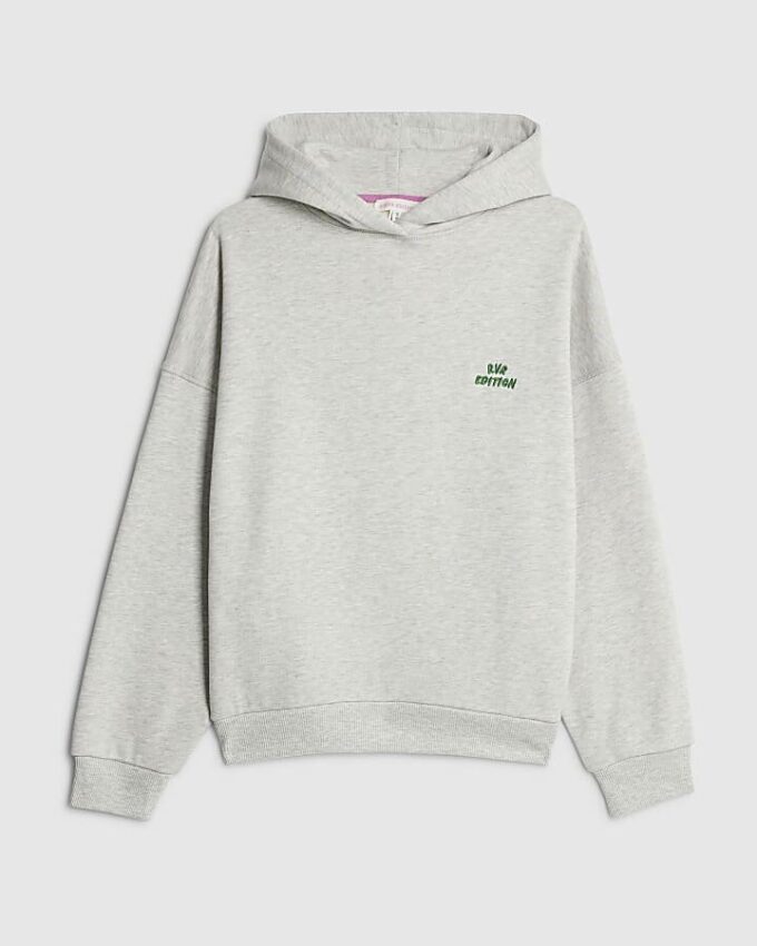 Grå RVR Edition-hoodie med tryck på ryggen