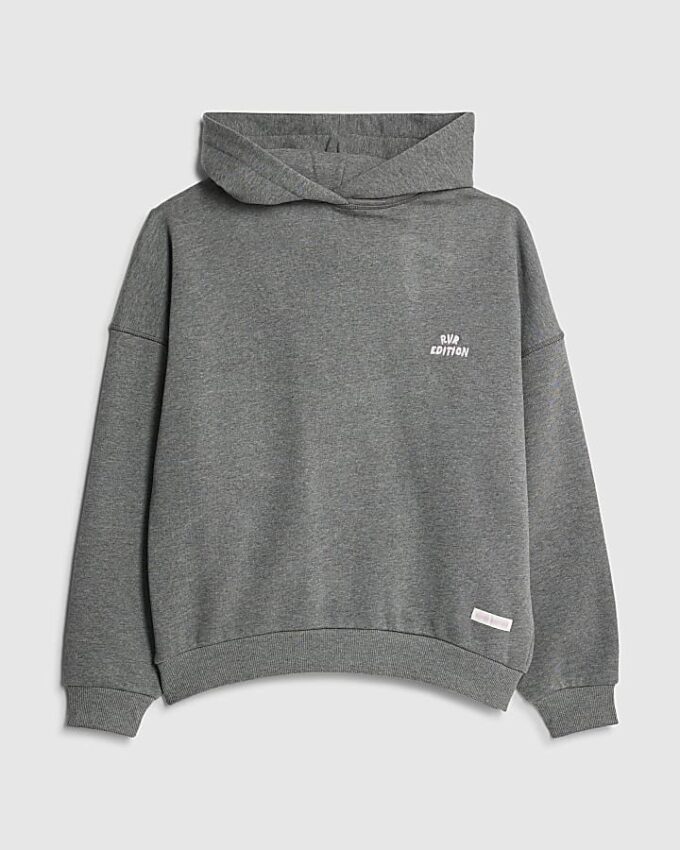 Grå RVR Edition-hoodie med tryck på ryggen