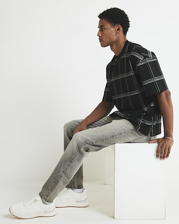 Grå slim fit-jeans Grå slim fit-jeans