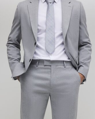 Grå slim fit-kostymbyxor
