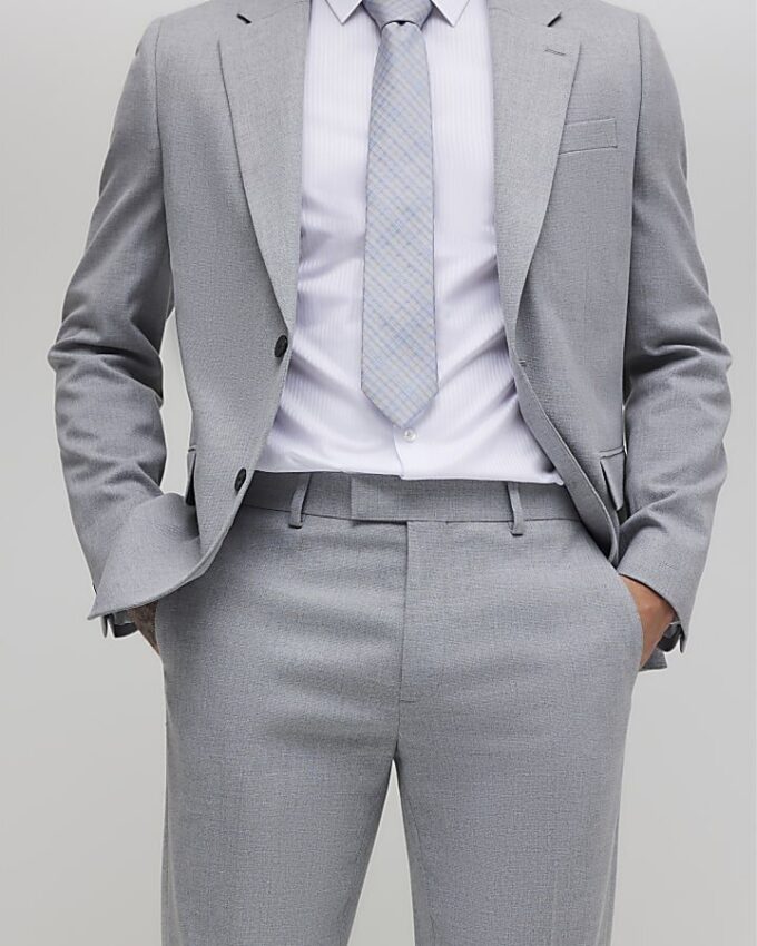 Grå slim fit-kostymbyxor