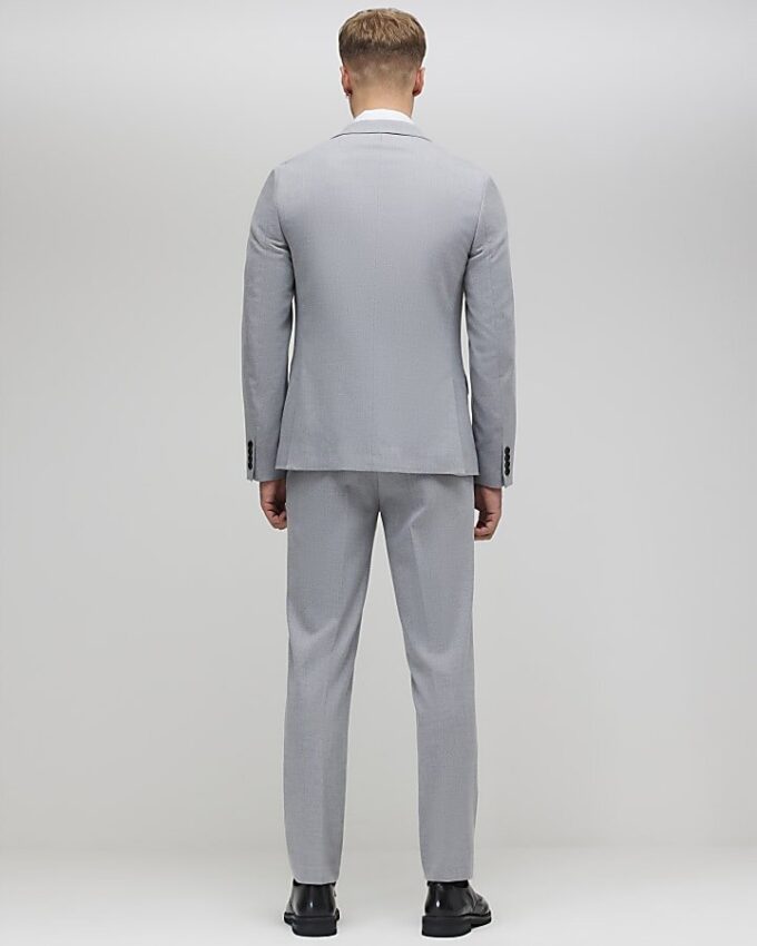 Grå slim fit-kostymbyxor