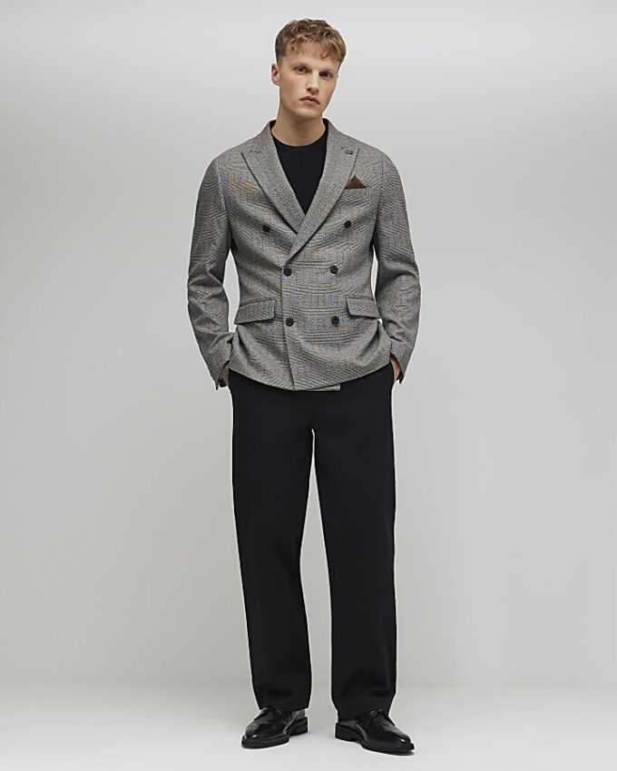 Grå slim fit-kostymjacka