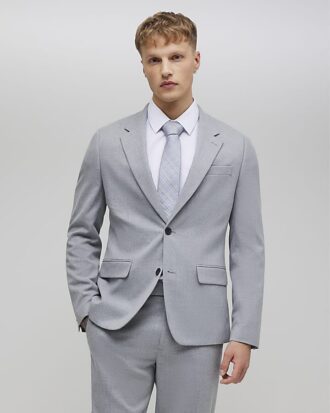 Grå slim fit-kostymjacka