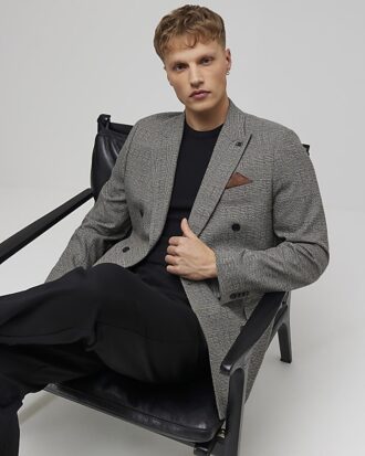 Grå slim fit-kostymjacka