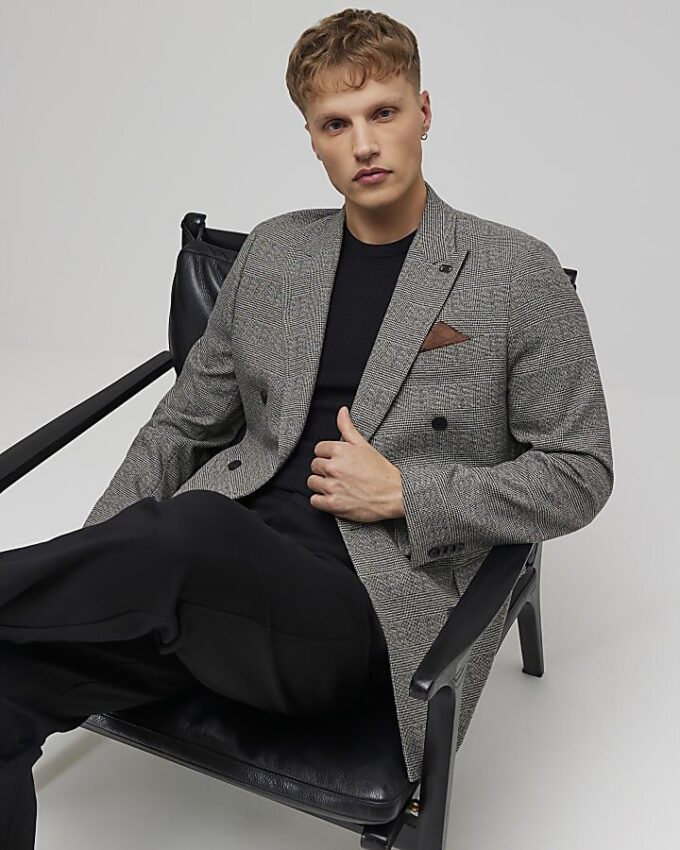 Grå slim fit-kostymjacka