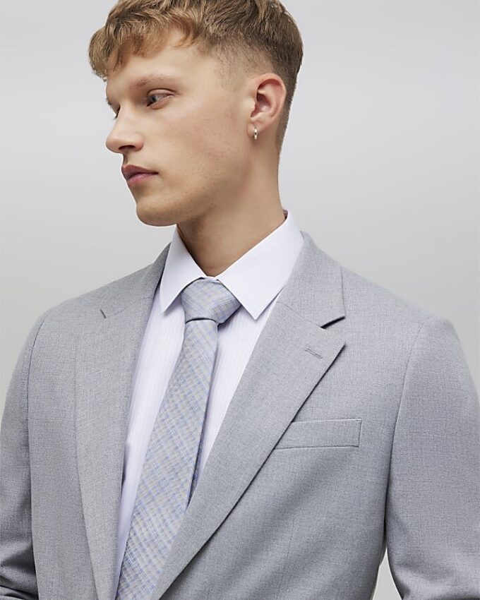 Grå slim fit-kostymjacka