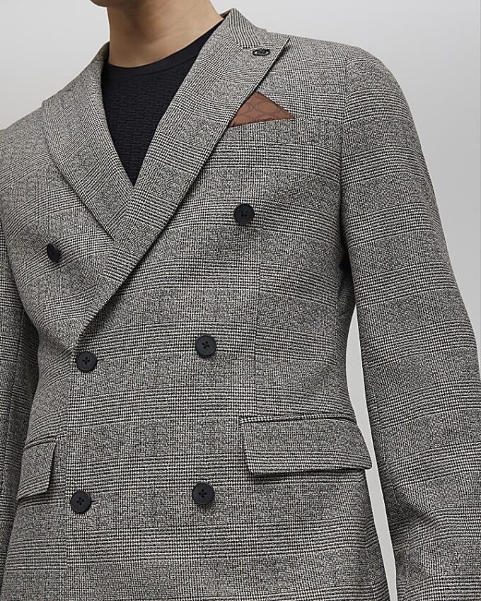 Grå slim fit-kostymjacka