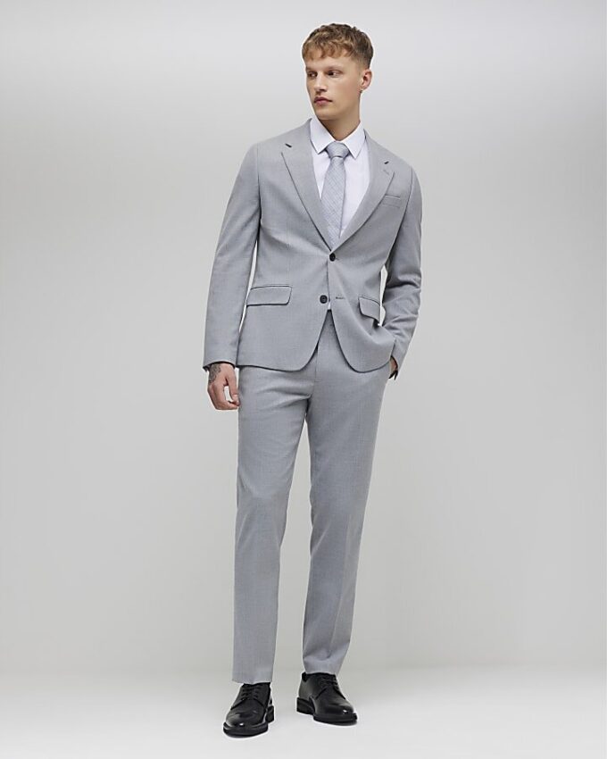 Grå slim fit-kostymjacka
