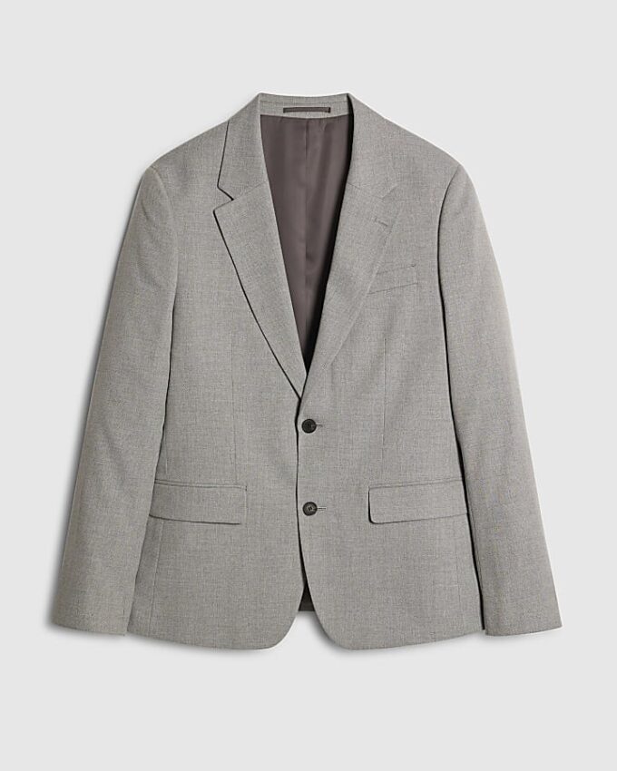 Grå slim fit-kostymjacka med struktur Grå slim fit-kostymjacka med struktur