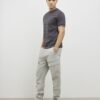 Grå Slim Fit Luminis Badge Stripe T-shirt