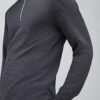 Grå slim fit-polotröja med struktur och kvartlång dragkedja